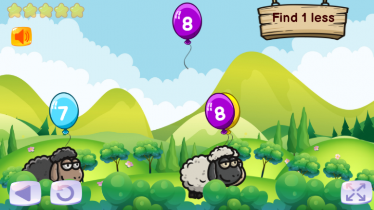 game with sheep teaching one more or one less