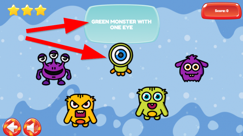 Pick the Correct Monster – Online Math Game for Kindergarten – Numboodles