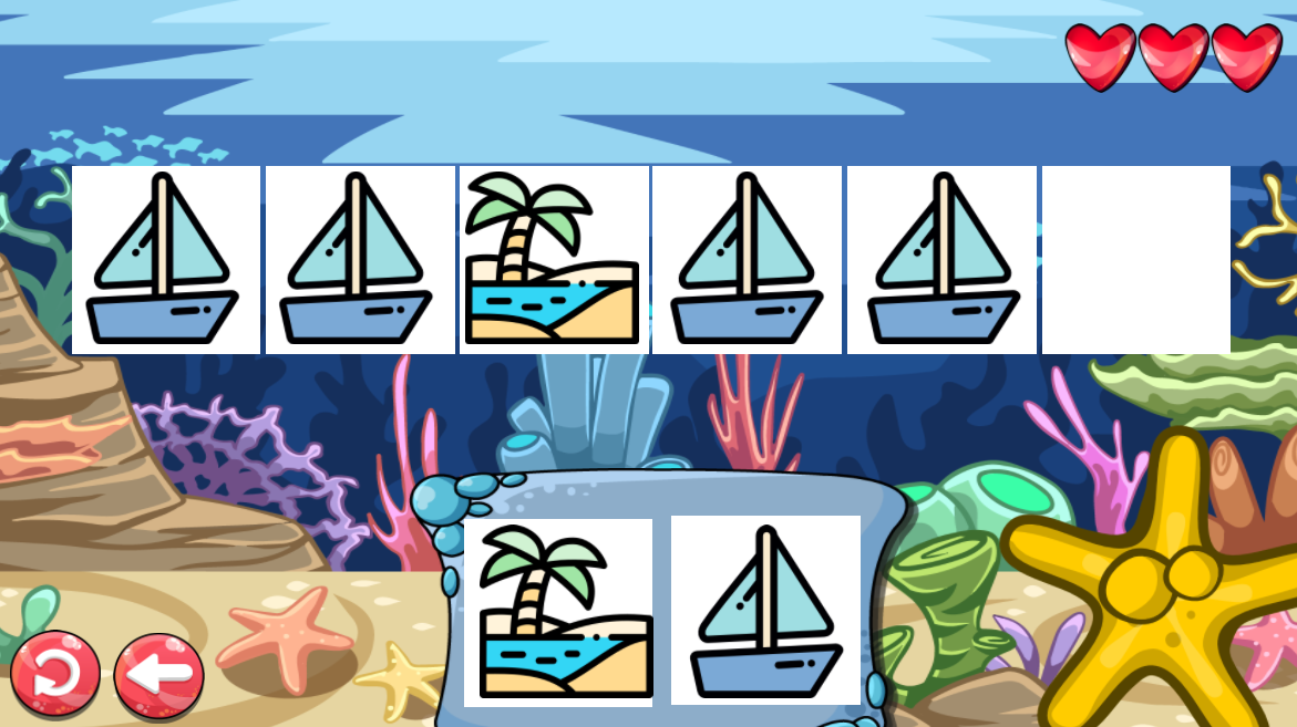 Seaside Patterning Game - What Comes Next? Level 2