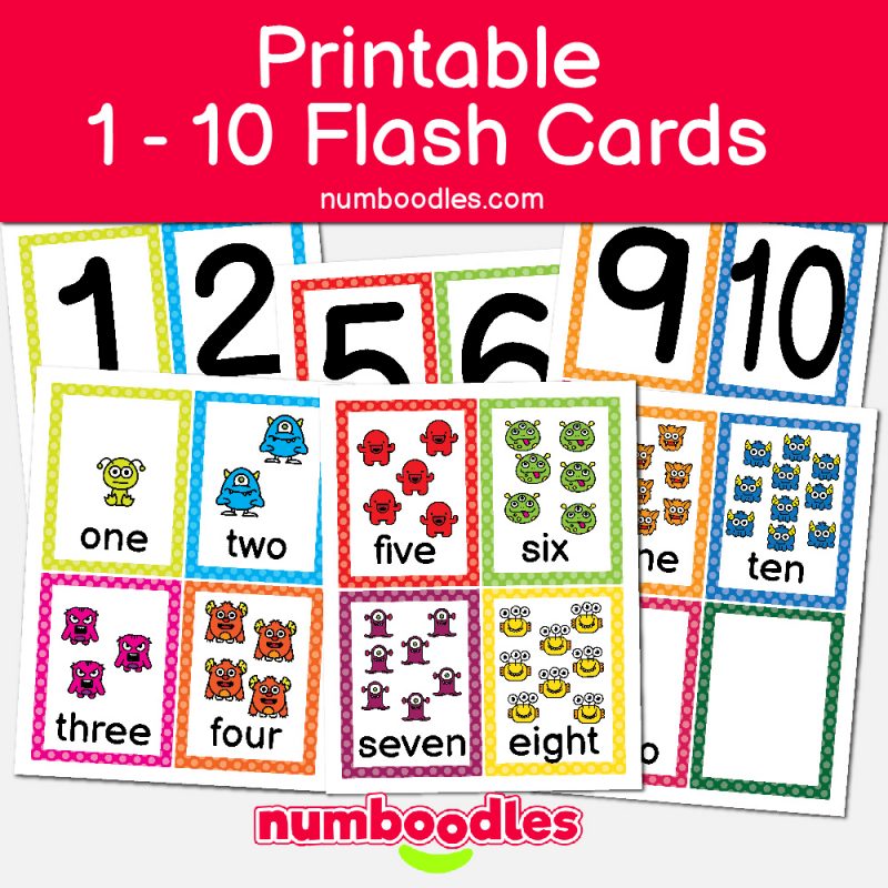 Numeracy Flash Cards – Numbers 1 – 10 (Color) – Numboodles