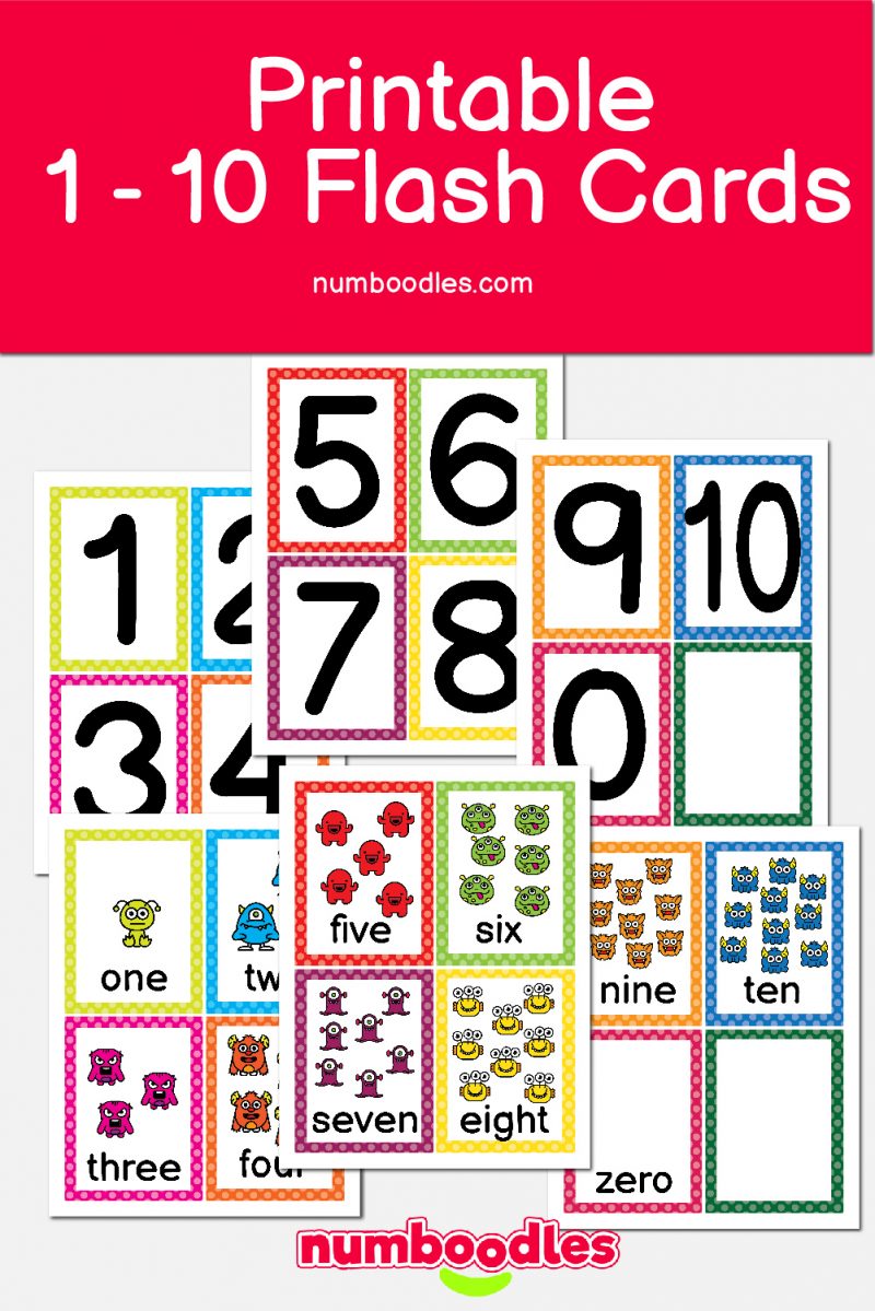 Numeracy Flash Cards Numbers 1 10 Color Numboodles