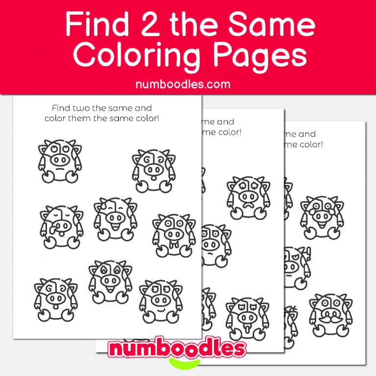 Find Two The Same Free Worksheets – Funny Cows – Numboodles