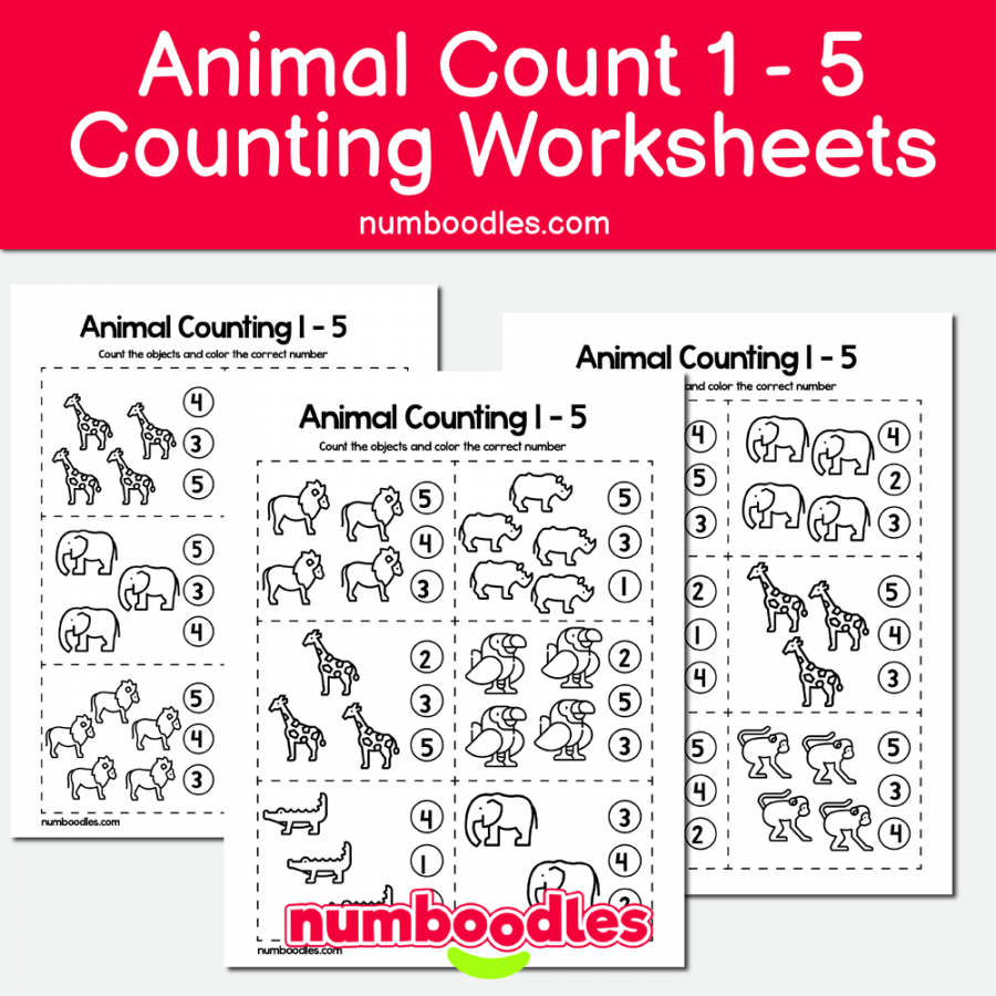 Circle the Number Animals 1 - 5