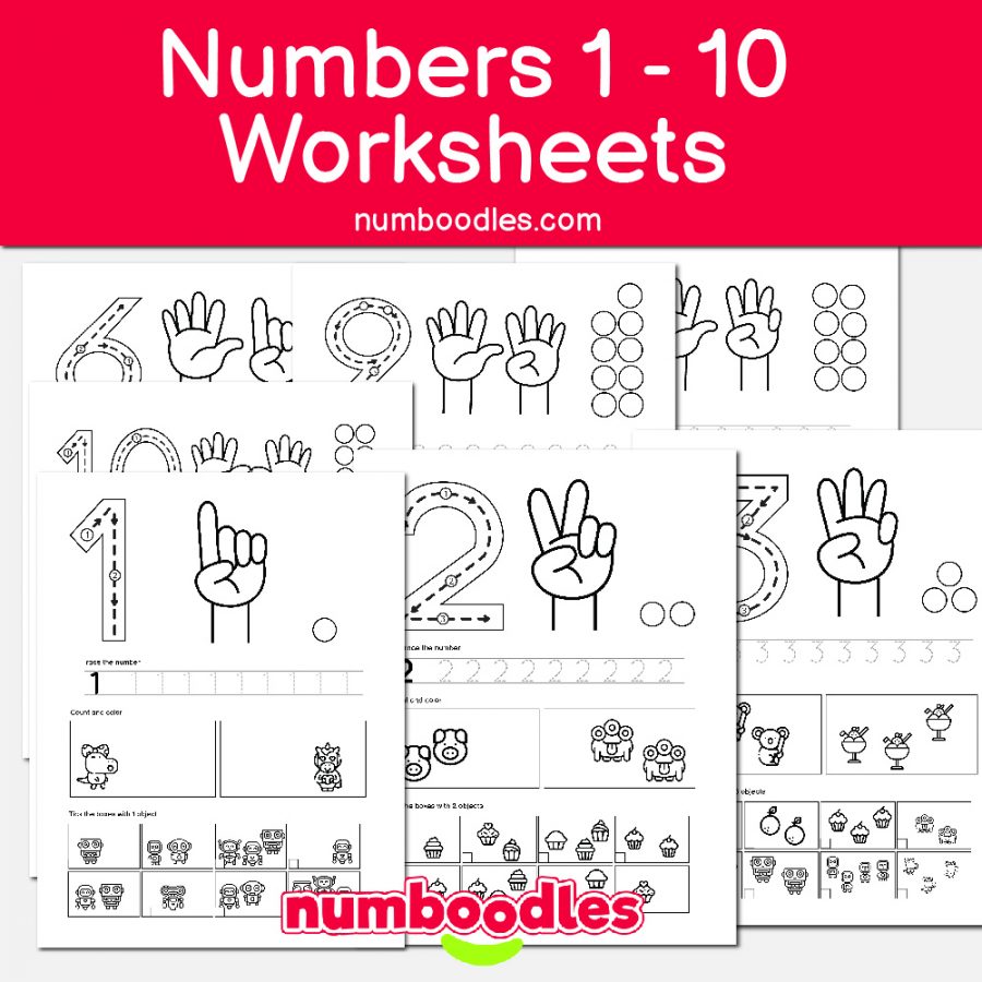 Number 1 - 10 Worksheets- Letter